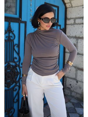 Omuzu Pileli Vizon Bluz