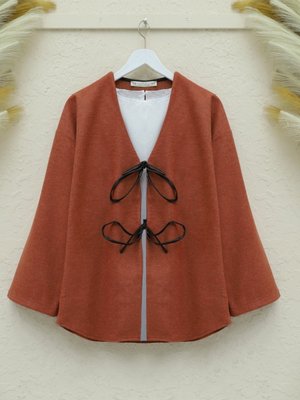 Kiremit Önü Bağcıklı Oval Kesim Kaşe Kimono