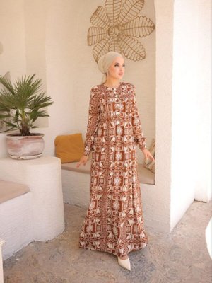 Kiremit Robalı Nervürlü Belmando Elbise