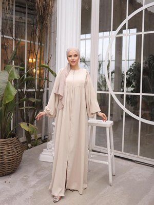 Bej Ankanoor Balon Kolu Oversize Ferace