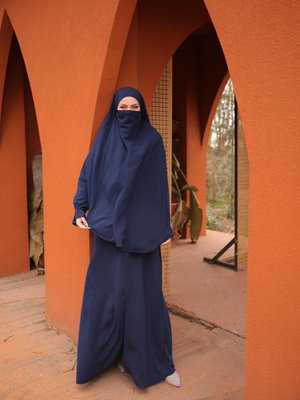 Lacivert Ankanoor Yarım Patlı Sufleli Elbise