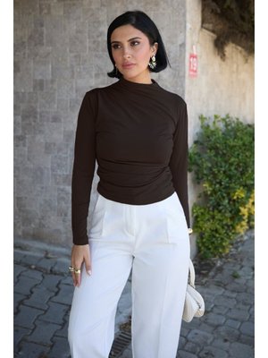 Büzgülü Acı Kahve Sandy Bluz Büzgülü Acı Kahve Sandy Bluz