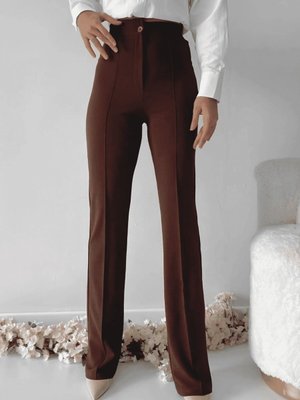 Kahve Önü Cumalı İthal Krep Pantolon