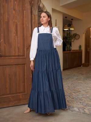 Koyu Mavi̇ Ankanoor Salopet Kot Elbise