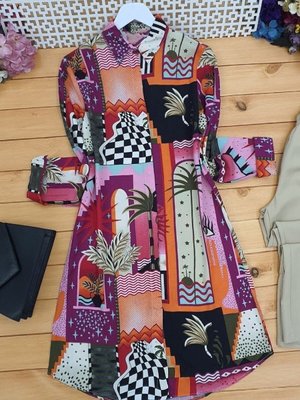 Turuncu Baskılı Uzun Tunik Turuncu Baskılı Uzun Tunik