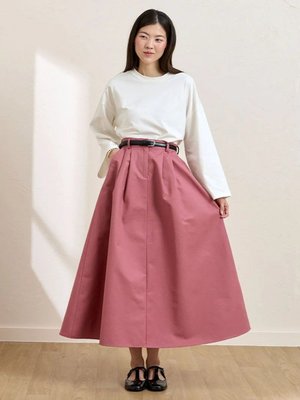 Gül Kurusu Keten Tek Düğmeli Etek