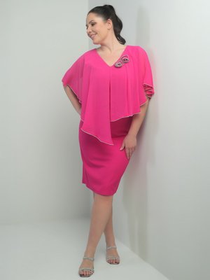 Fuşya Büyük Beden Abiye Elbise