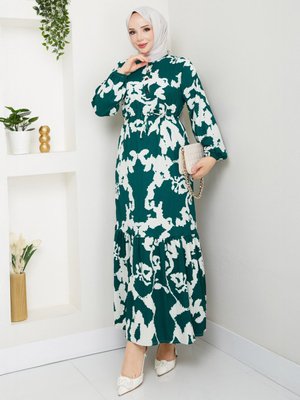 Yeşil Desenli Bürümcük Elbise