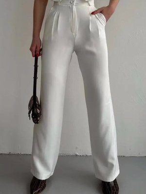 Beyaz Palazzo Pantolon