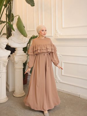 Vizon Ankanoor Çift Fırfırlı Salaş Elbise