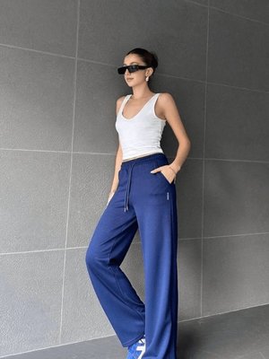 Lacivert Palazzo Pantolon