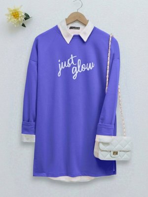 Mor Baskılı Penye Sweat Mor Baskılı Penye Sweat