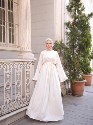 Ekru Ankanoor V Robalı Biyeli Belmando Elbise Ekru Ankanoor V Robalı Biyeli Belmando Elbise