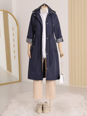 Laci Astarı Çizgili Trençkot