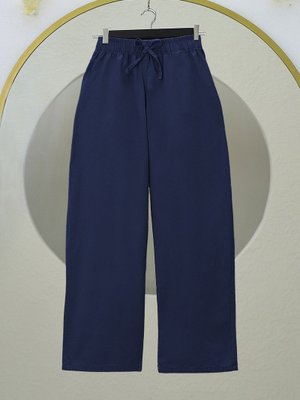 K.laci Bağcık Detaylı Bol Paça Beli Lastikli Keten Pantolon K.laci Bağcık Detaylı Bol Paça Beli Lastikli Keten Pantolon