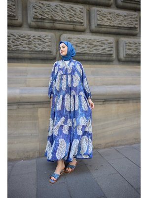 Lacivert Bohem Desenli Elbise Lacivert Bohem Desenli Elbise