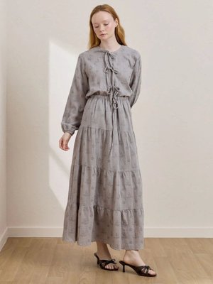 Gri Fistolu Müslin Kat Etek