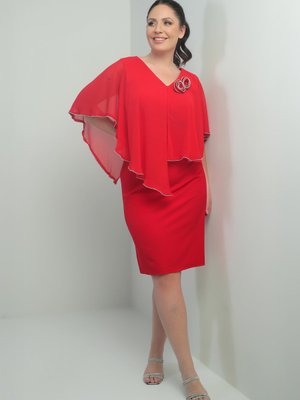 Kırmızı Büyük Beden Abiye Elbise