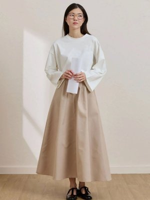 Krem Keten Tek Düğmeli Etek Pastel