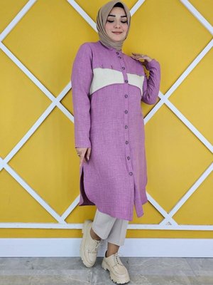 Gül Kurusu Nervür Cep Taş Detaylı Gömlek