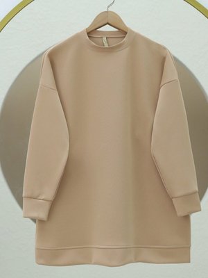 Açık Vizon Yuvarlak Yaka Scuba Sweat