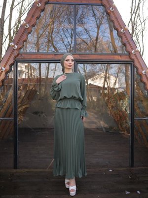 Açık Haki Ankanoor Piliseli Etekli Takım