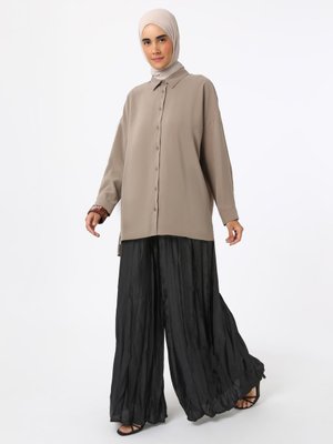 Vizon Pile Detaylı Modal Bluz / Gömlek