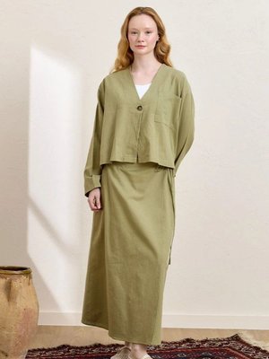 Haki Organik Keten Anvelop Etek