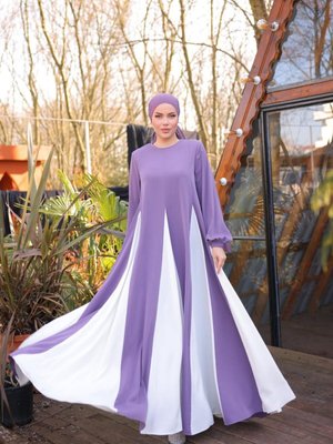 Açık Mor Ankanoor Üçgen Garnili Elbise