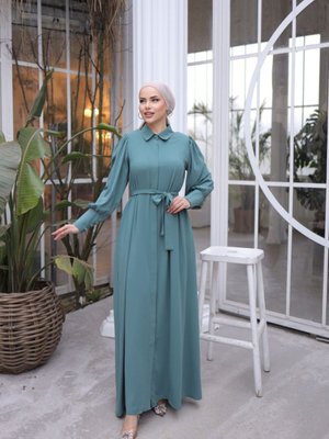 Mint Ankanoor Gizli Patlı Düğmeli Ferace