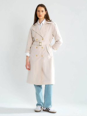 Taş Geniş Yaka Uzun Kollu Trençkot Taş Geniş Yaka Uzun Kollu Trençkot