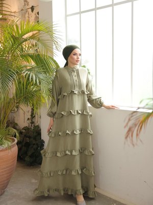 Fıstık Yeşil Ankanoor Yeşili Fırfırlı Salaş Elbise Fıstık Yeşil Ankanoor Yeşili Fırfırlı Salaş Elbise