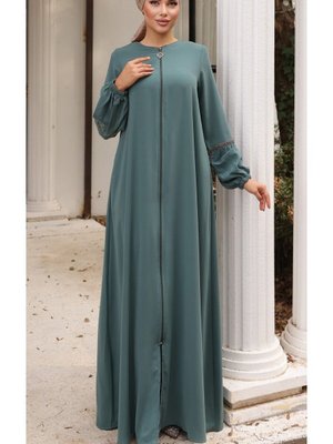 Mint Ankanoor Balon Kol Taşlı Ferace Mint Ankanoor Balon Kol Taşlı Ferace