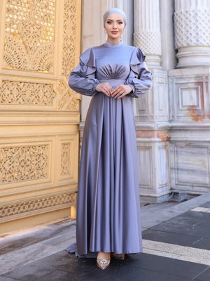 Gri Berrak Abiye Elbise Gri Berrak Abiye Elbise