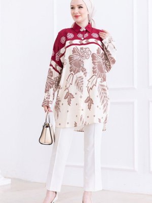 Bordo Oversize Oval Kesim Viskon Tunik Bordo Oversize Oval Kesim Viskon Tunik