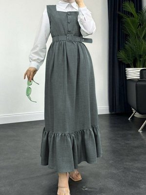 Füme Top Düğmeli Gömlekli İkili Takım Jile