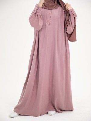 Pudra Ankanoor Modal Cupra Büzgü Detaylı Düğmeli Elbise