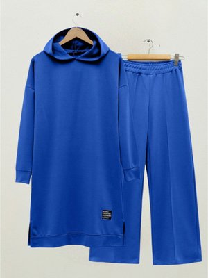 Saks Kapüşonlu Bol Paça Penye İkili Takım