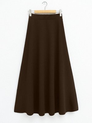 Kahve Uzun İthal Likralı Krep Kumaş Kiloş Çan Etek