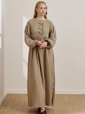 Vizon Müslin Fiyonklu Belroba Elbise