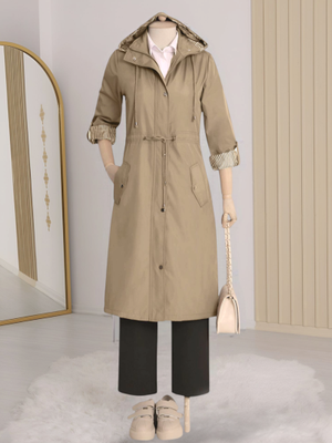 Vizon Astarı Çizgili Trençkot