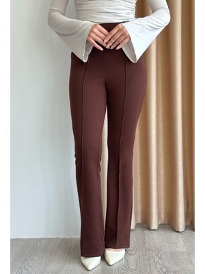 Yüksek Bel İspanyol Paça Acı Kahve Palazzo Pantolon Yüksek Bel İspanyol Paça Acı Kahve Palazzo Pantolon