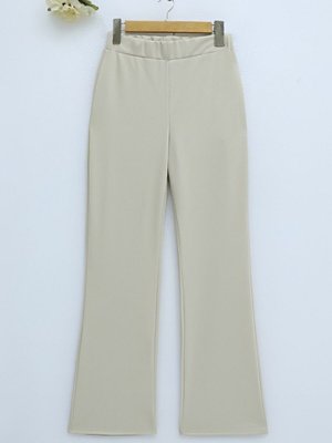 Bej İthal Kumaş İspanyol Paça Pantolon Bej İthal Kumaş İspanyol Paça Pantolon