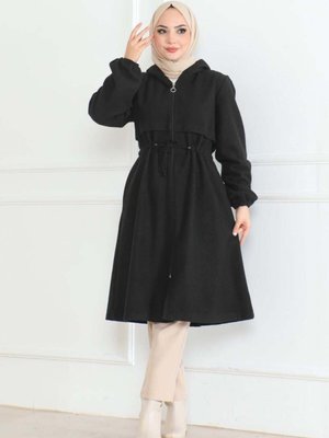 Siyah Spor Kaşe Kaban