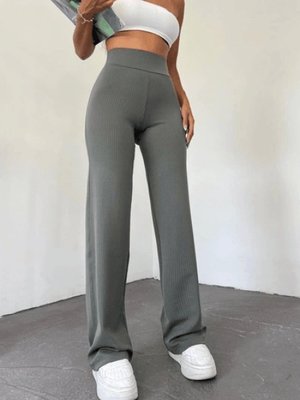 Gri Fitilli Palazzo Pantolon