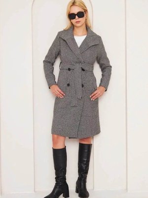 Gri Balıksırtı Uzun Kaşe Kaban