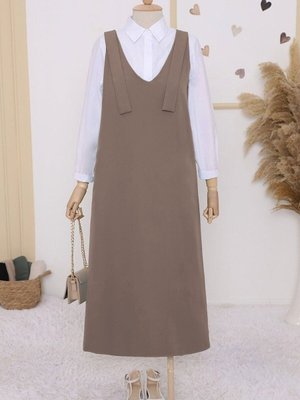 Açık Kahve Omuzları Bağlamalı Uzun Jile