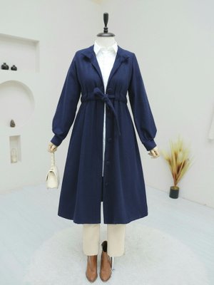 Laci Hakim Yaka Tünel Bağcıklı Kaşe Kaban