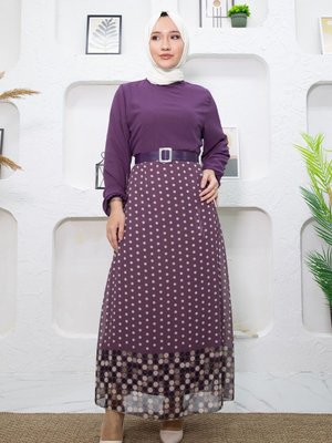 Mor Eteği Puantiyeli Elbise Mor Eteği Puantiyeli Elbise