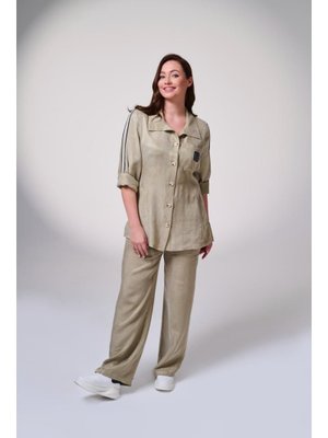 Haki Büyük Beden Göğsü Nakış Detaylı Takım Haki Büyük Beden Göğsü Nakış Detaylı Takım